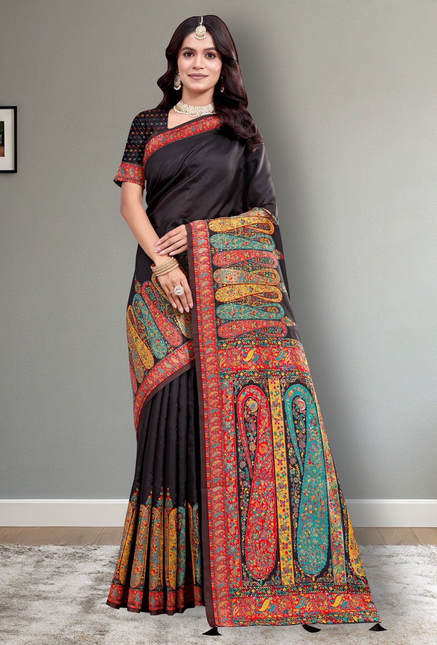 Pashmina Saree black
