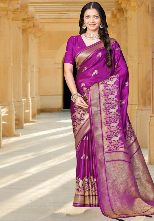 Royal Purple Paithani Silk Saree