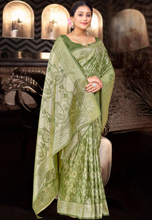 Light Green Banarasi Silk Saree