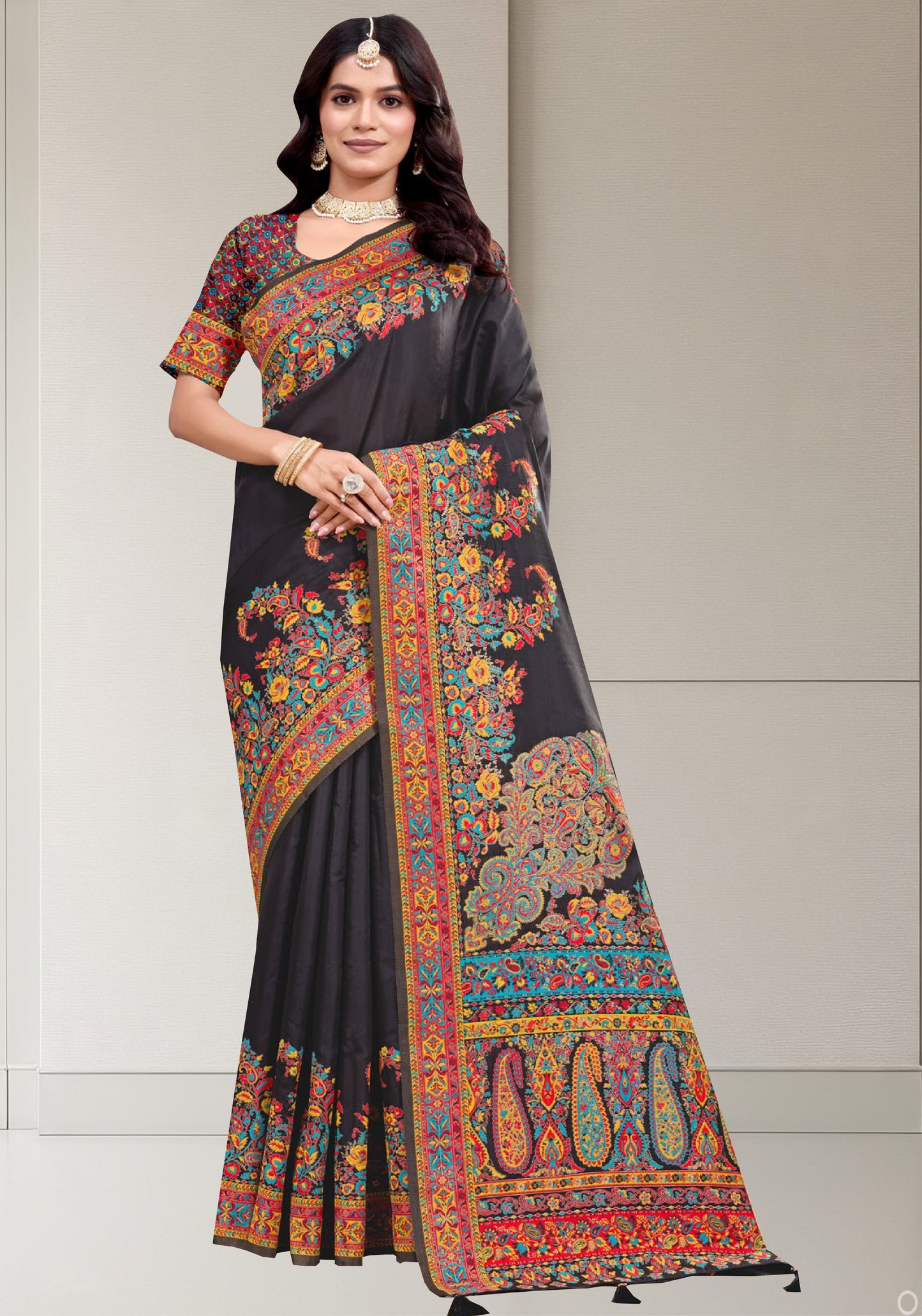 Black shade Pashmina Silk Saree