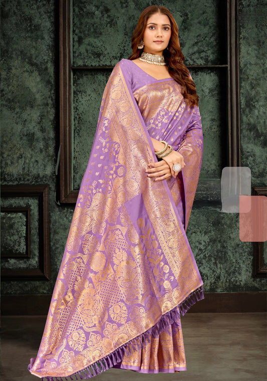 light purple Banarasi Silk Saree