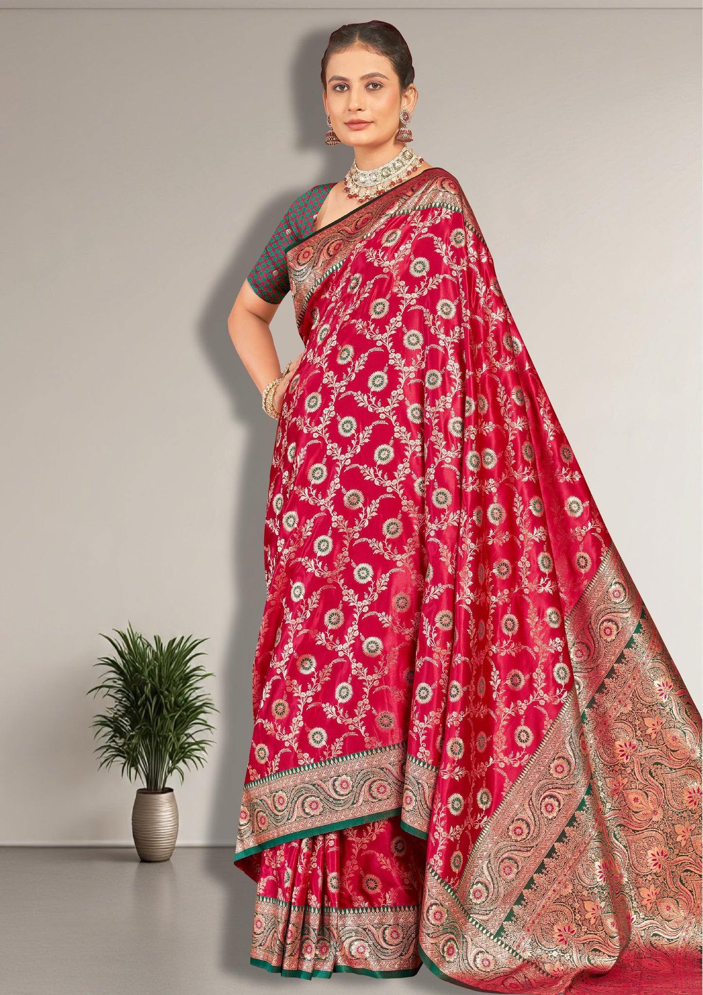 Rich Magenta Banarasi Silk Saree