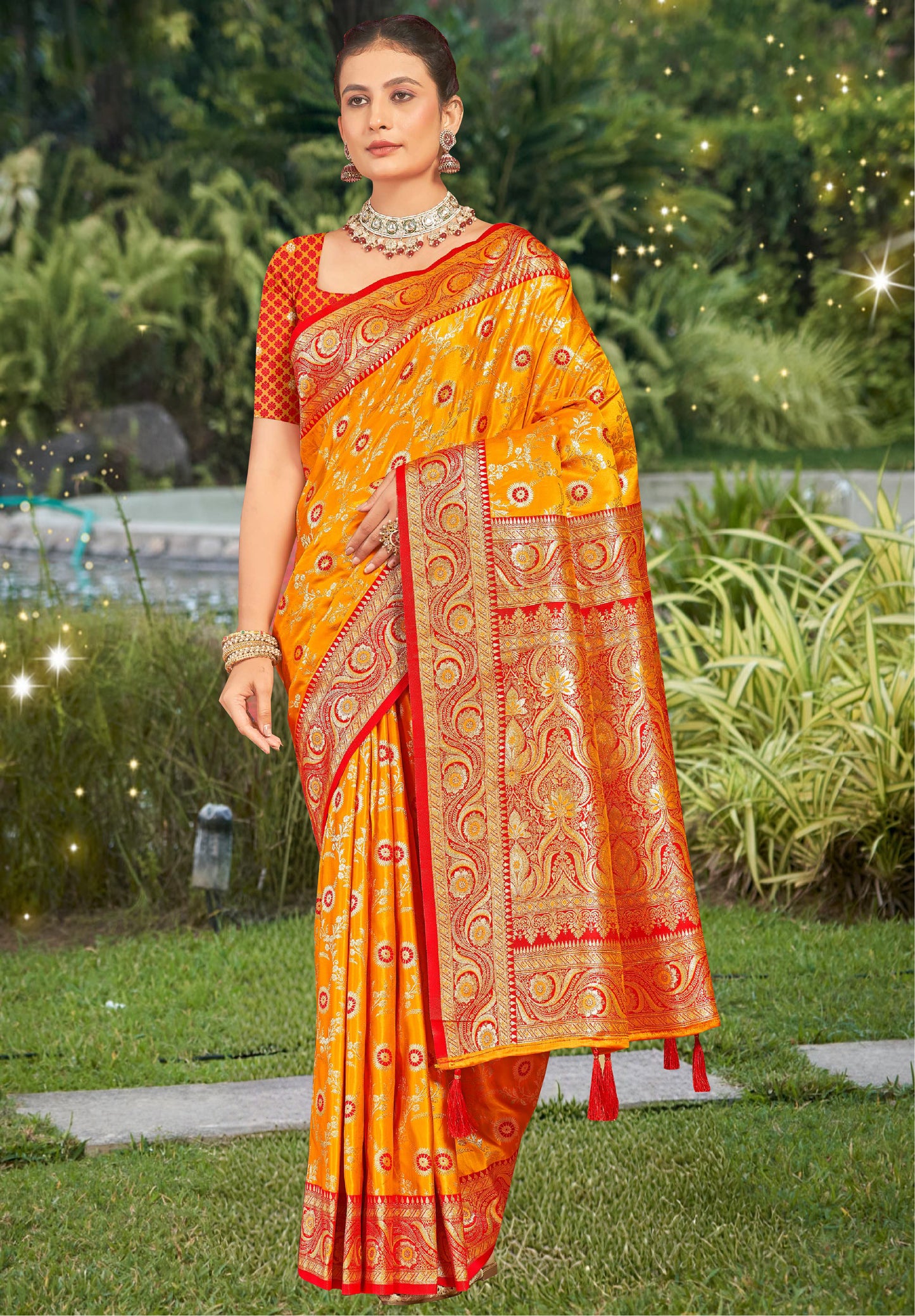 Vibrant Yellow Banarasi Silk Saree