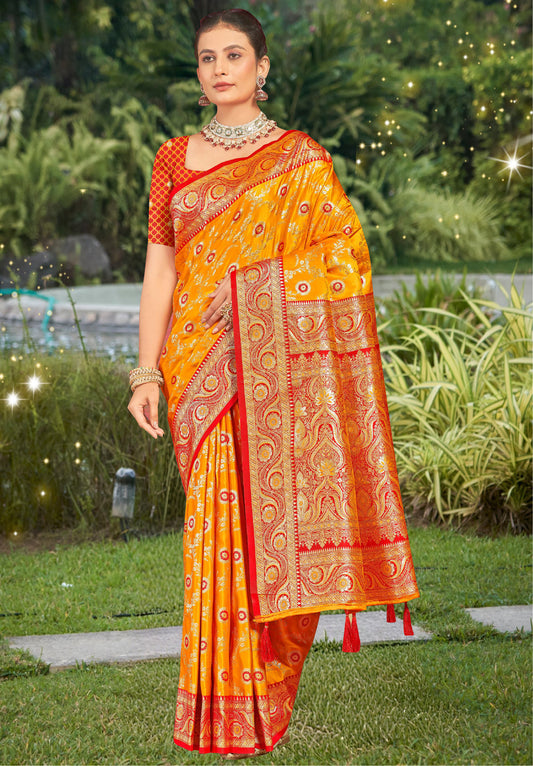 Vibrant Yellow Banarasi Silk Saree
