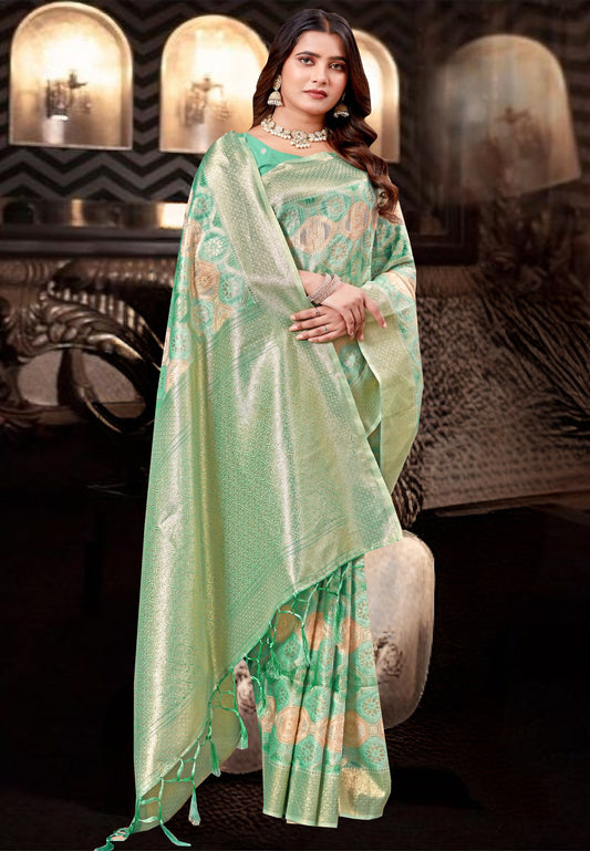 blend of silk and a synthetic material for the shimmer effect