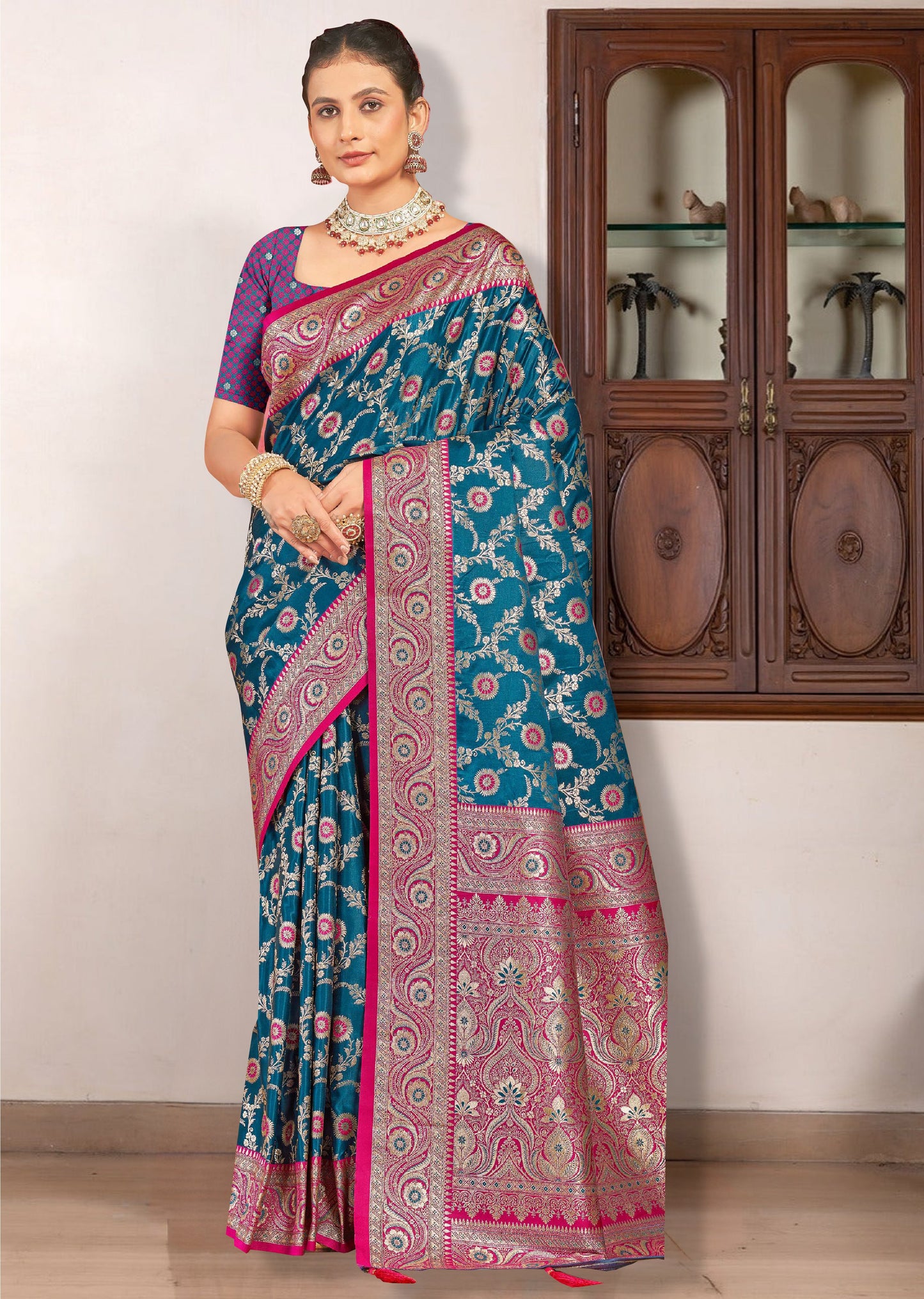 Blue Banarasi Silk Saree