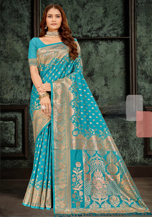 Blue Banarasi Silk Saree