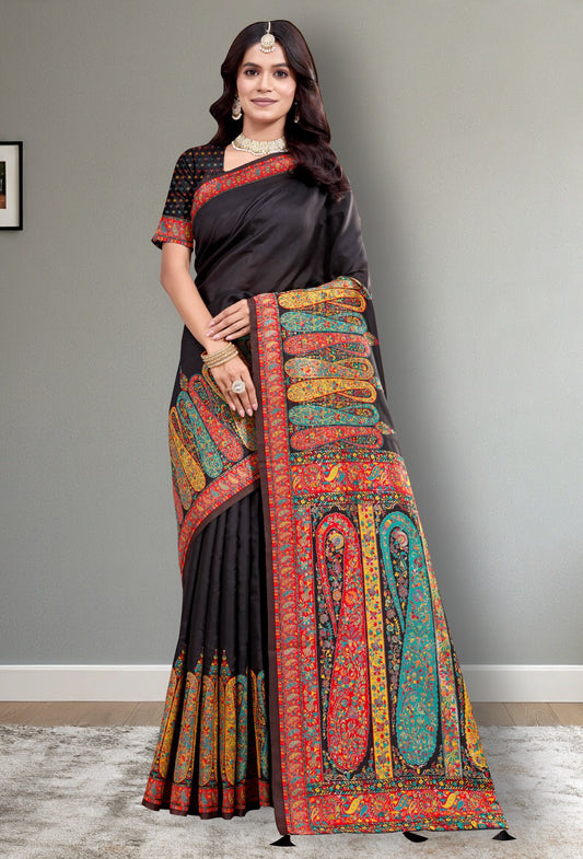 Pashmina Saree black