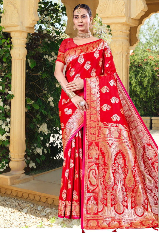 Red Banarasi Silk Saree