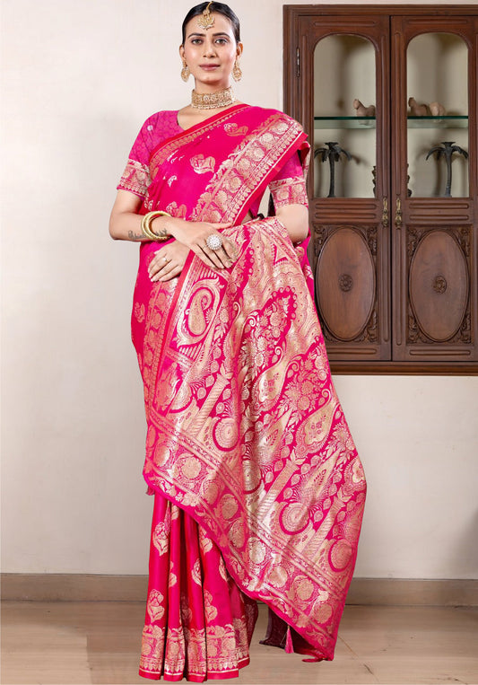 Rani Pink Banarasi Silk Saree