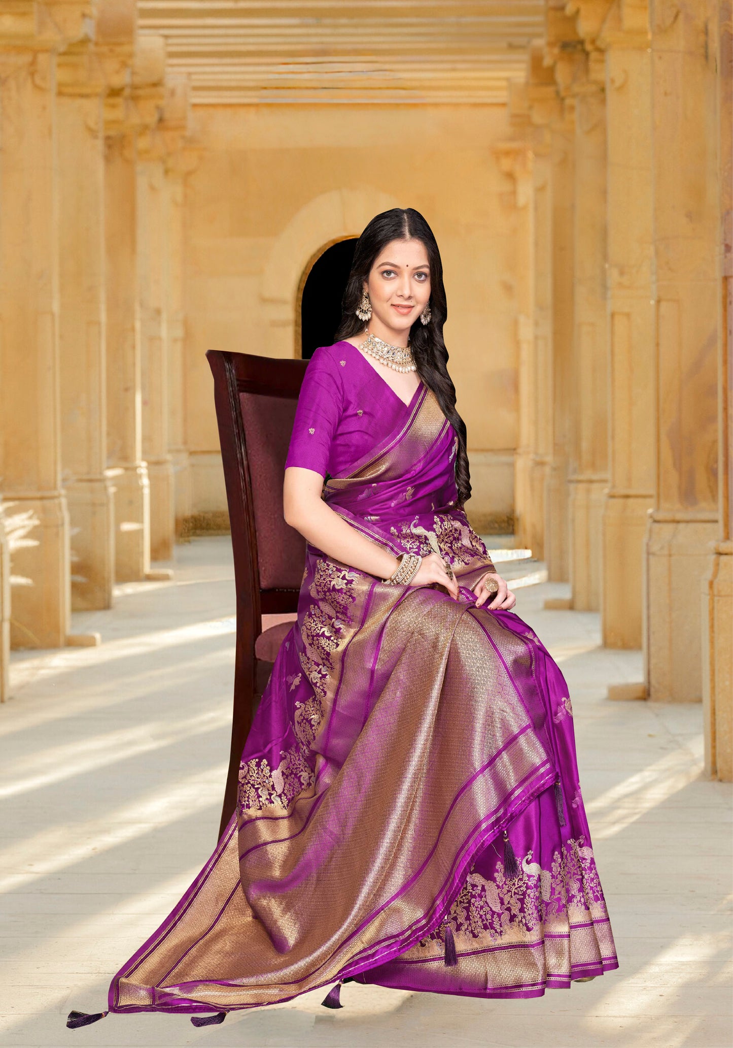 Royal Purple Paithani Silk Saree