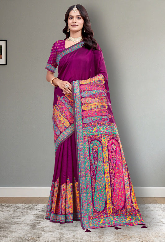 Pashmina Saree Purple