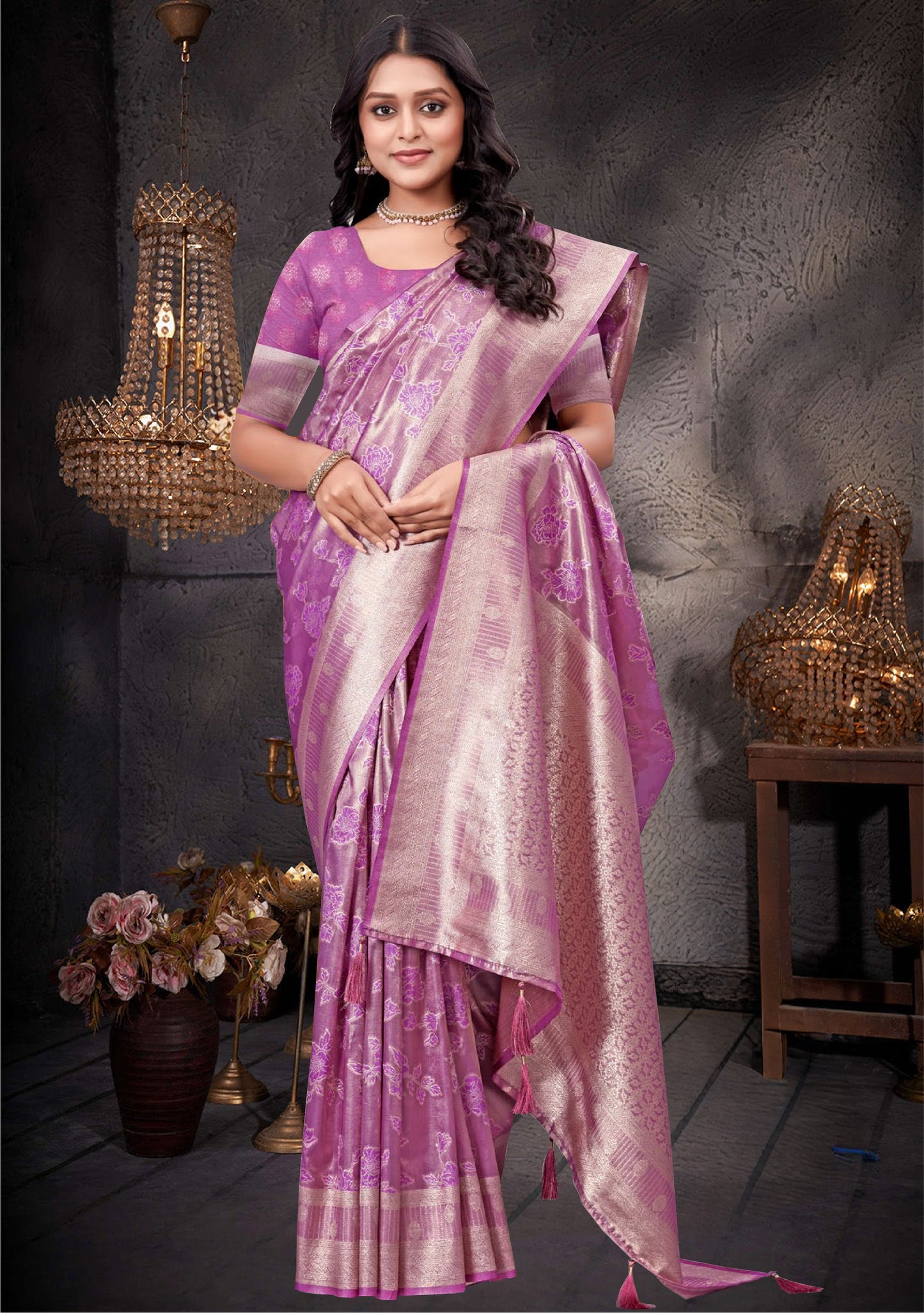 Purple Kanjivaram Saree