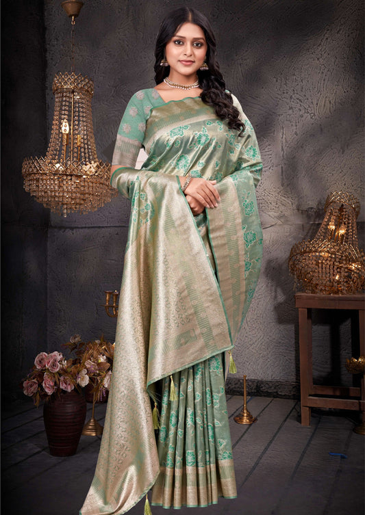 Light Green Kanjivaram Saree