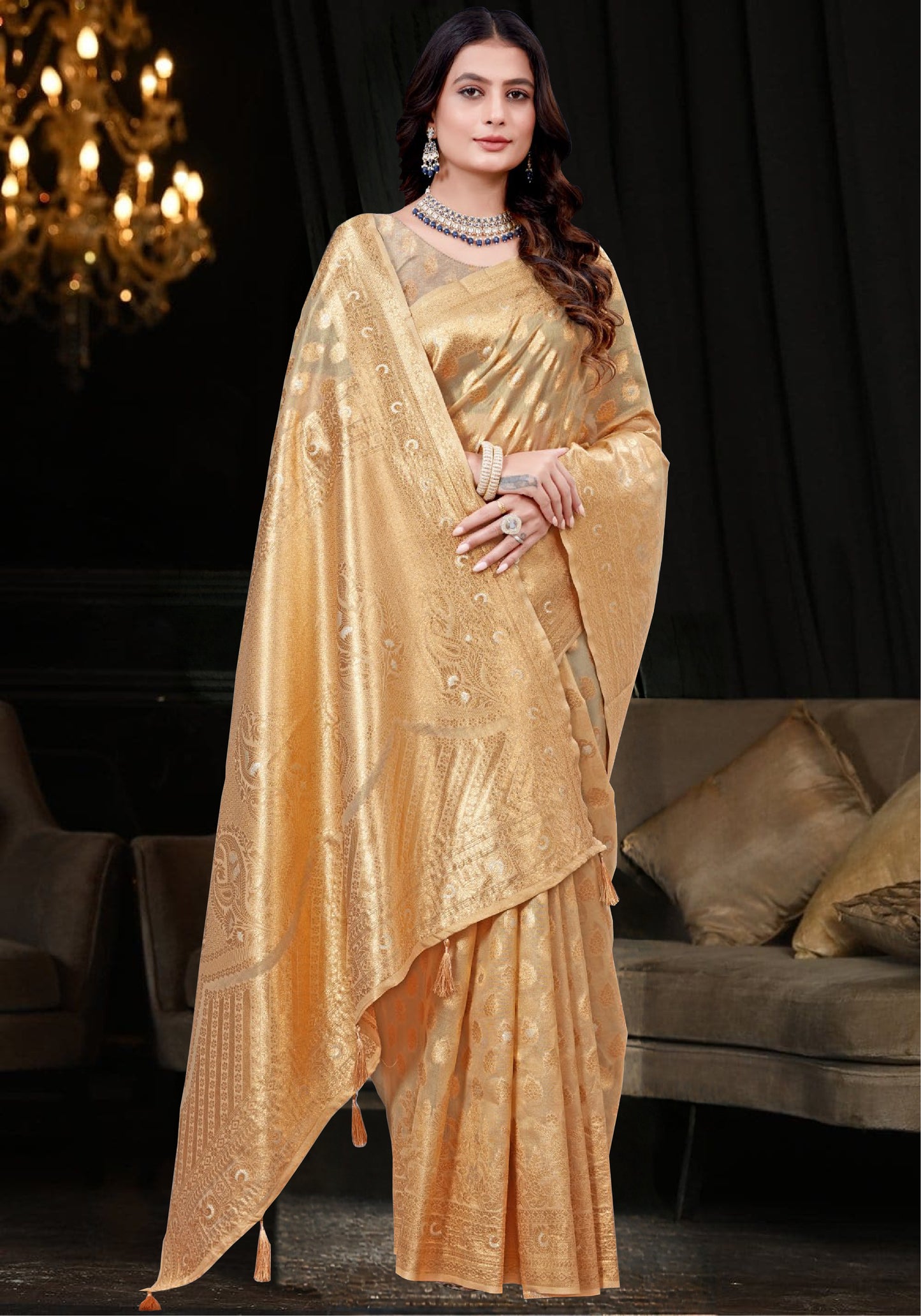 Golden Tissue Saree