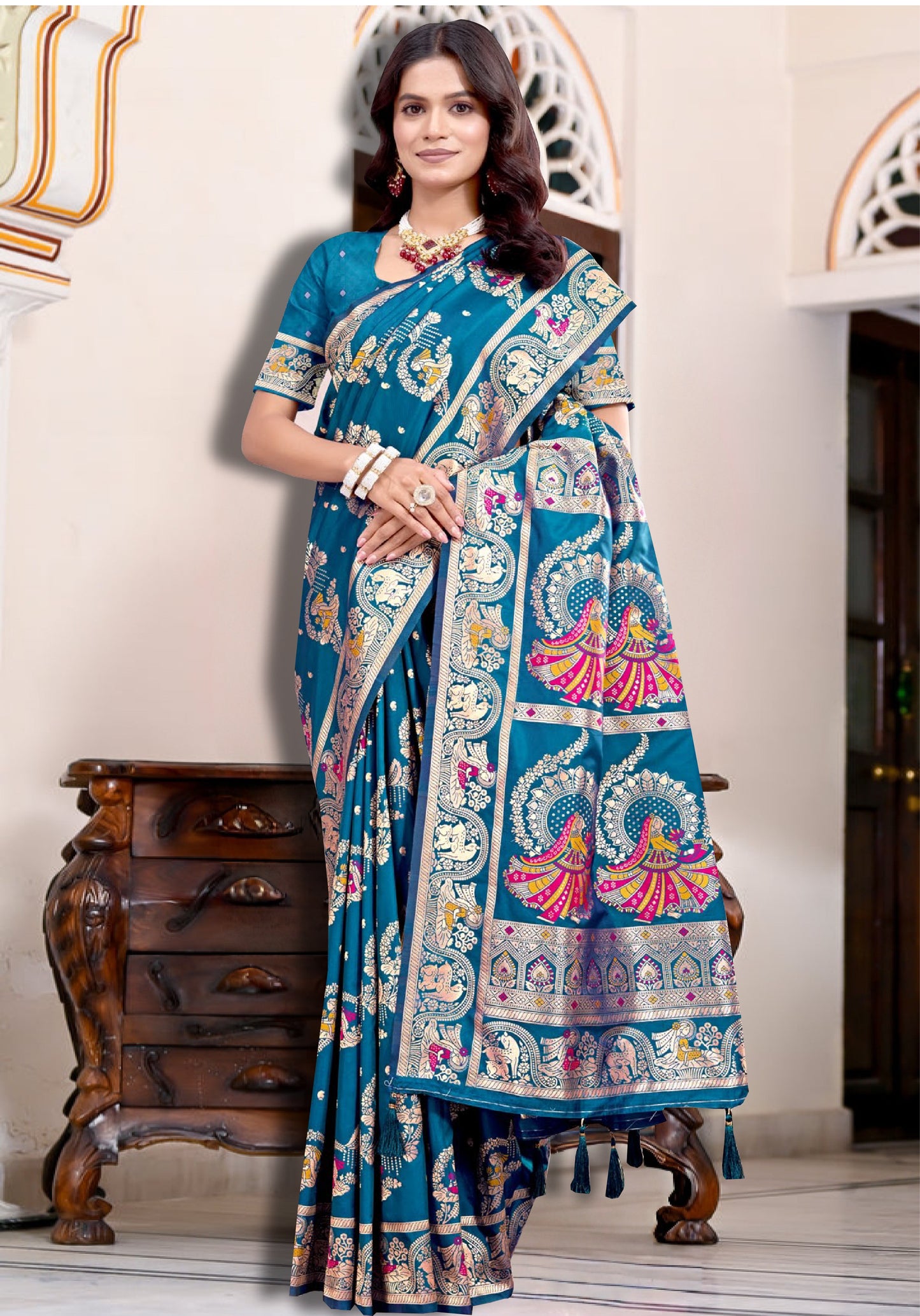 Blue Balucherry Silk Saree