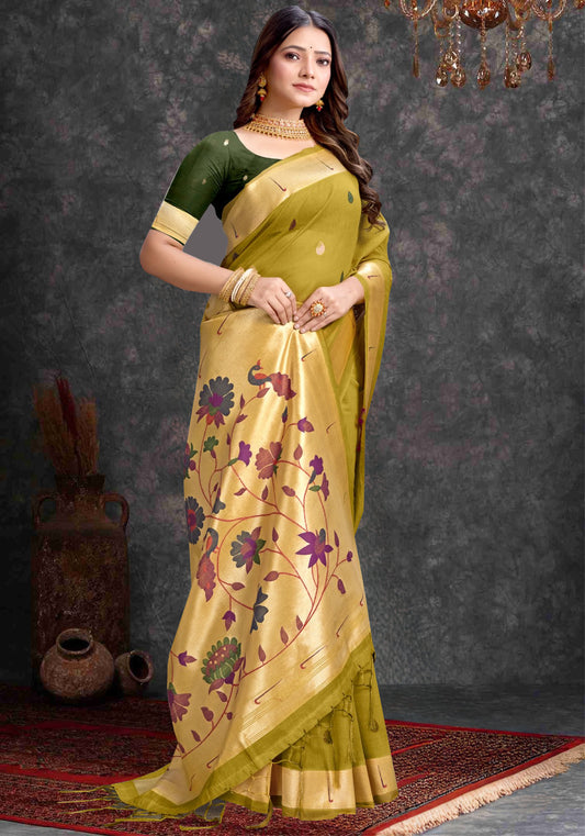 Mustard Yellow Pashmina Saree