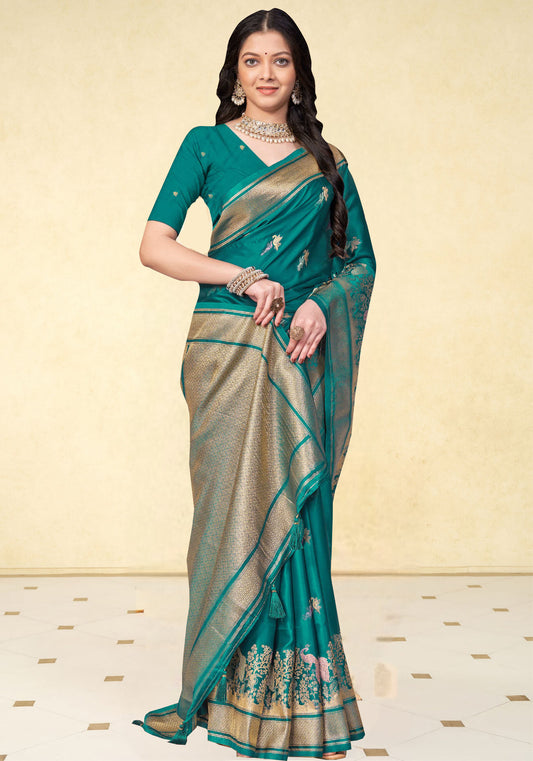 Emerald Green Paithani Silk Saree