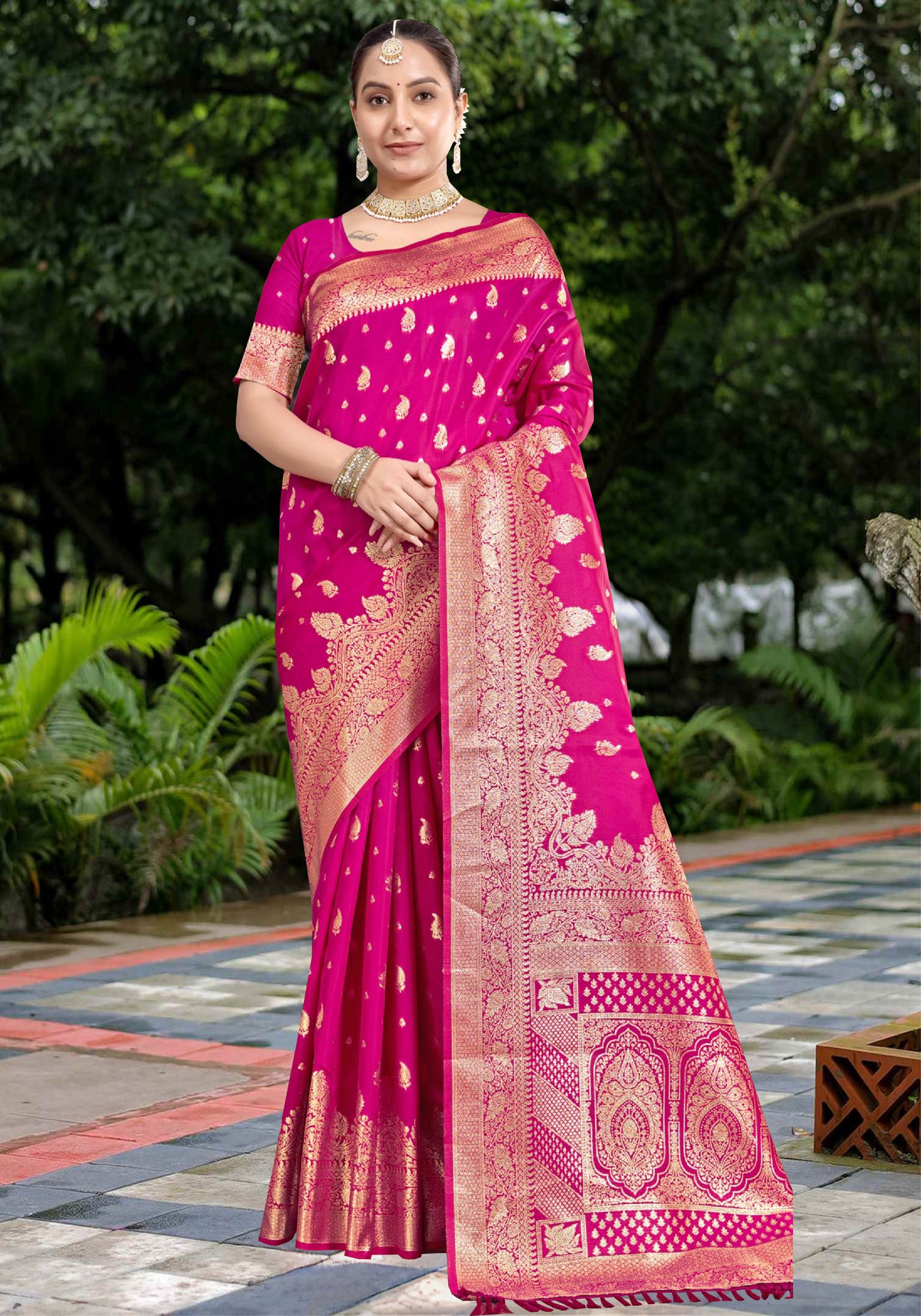 Magenta Pink Silk Saree