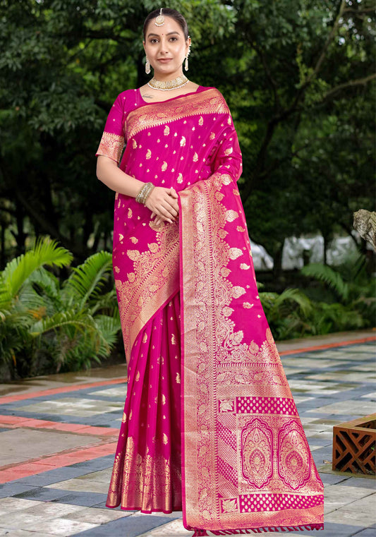 Magenta Pink Silk Saree