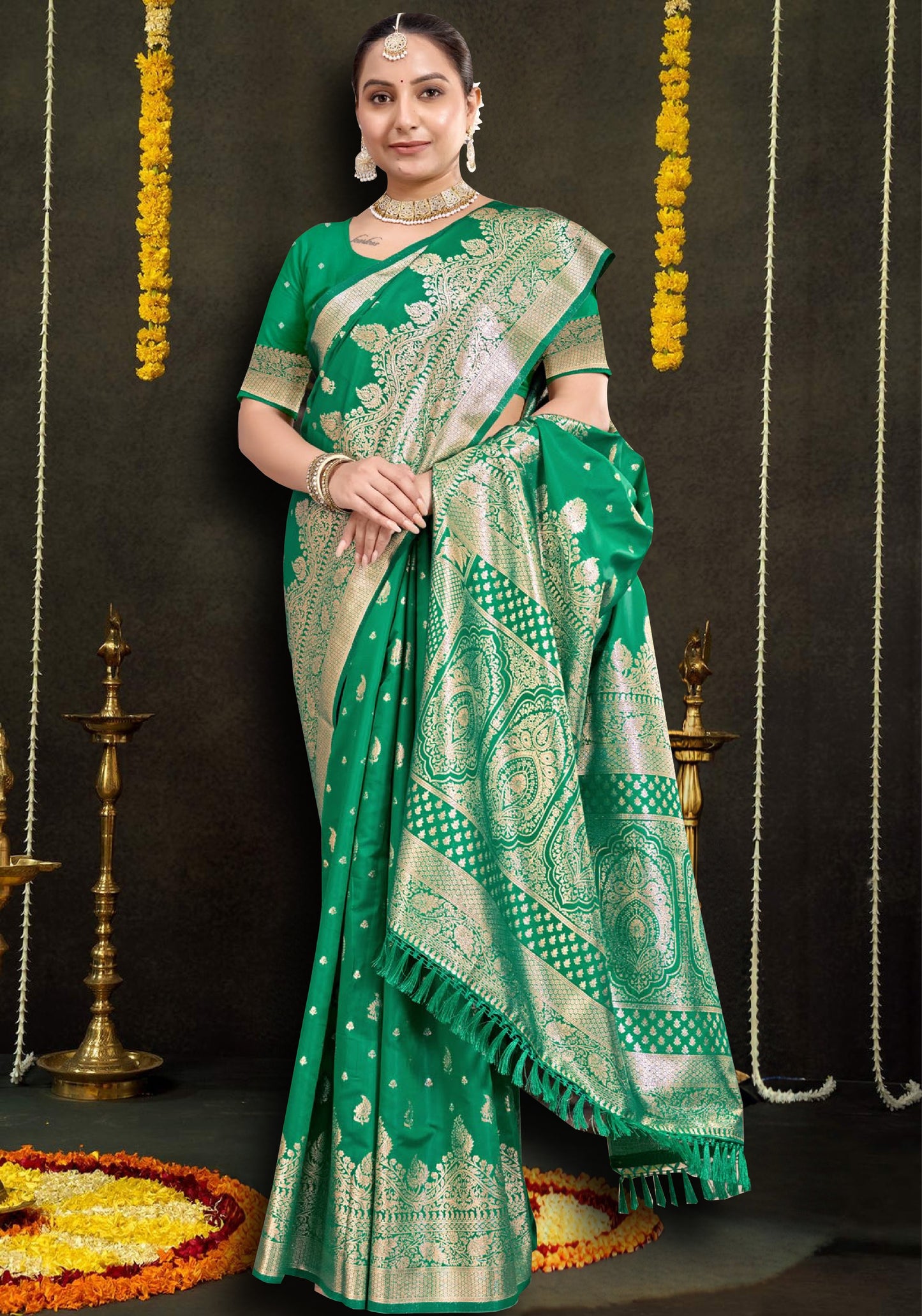 Emerald Green Silk Saree