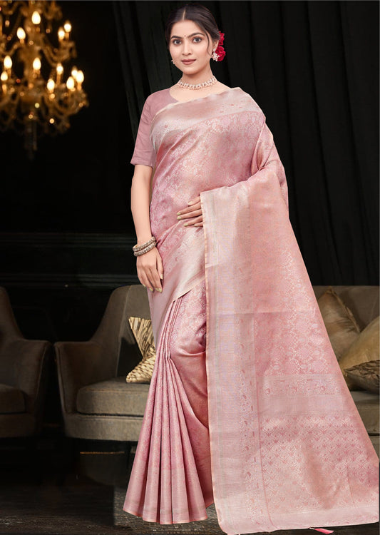 Pastel Pink Tissue Saree