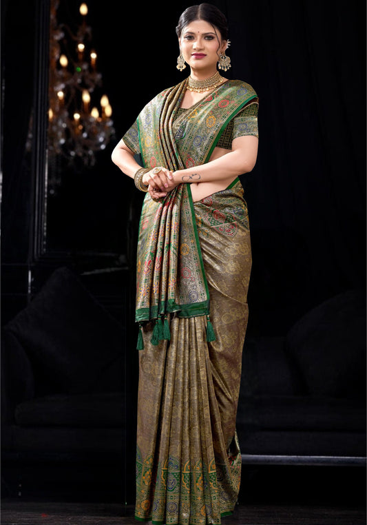 Olive Green Silk Saree