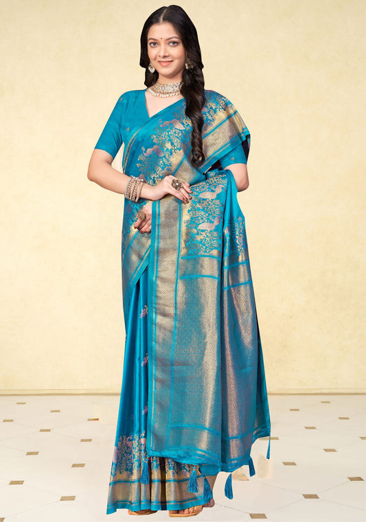 Sky Blue Paithani Silk Saree