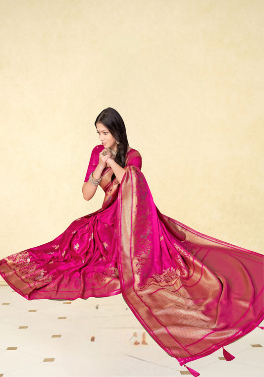 Magenta Pink Paithani Silk Saree
