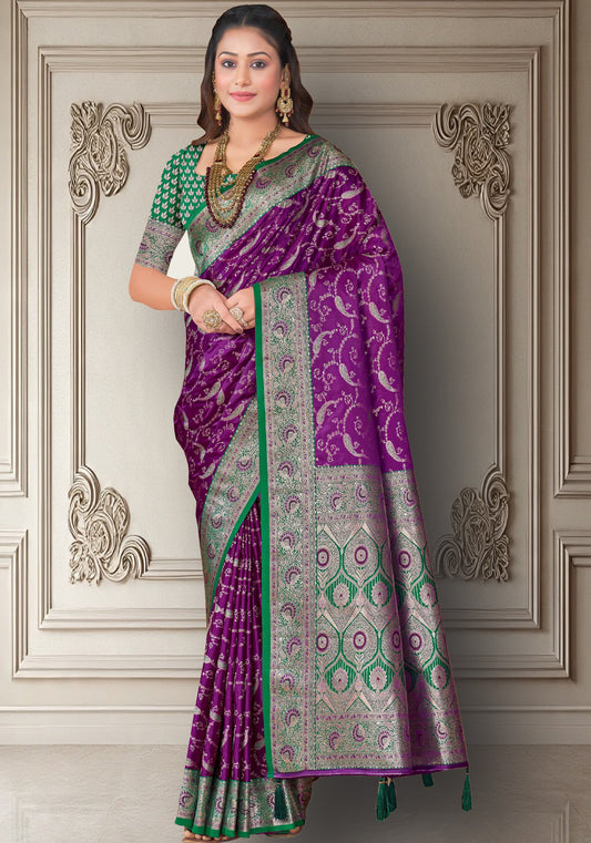 Purple Banarasi Silk Saree