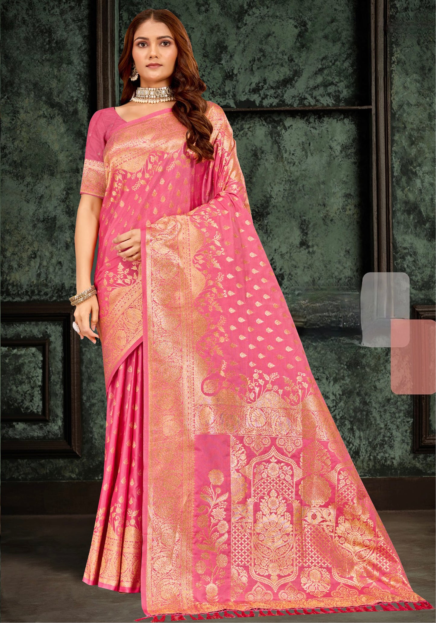Rani Pink Banarasi Silk Saree